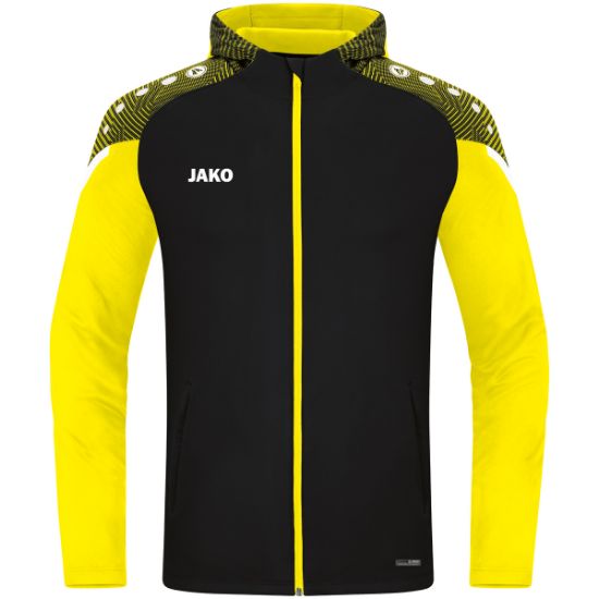 Afbeeldingen van Jas met kap Performance zwart/zachtgeel